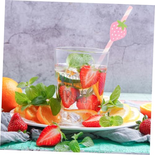 Beavorty 50 pitillos de papel diseño fresa rosados miniatura 5