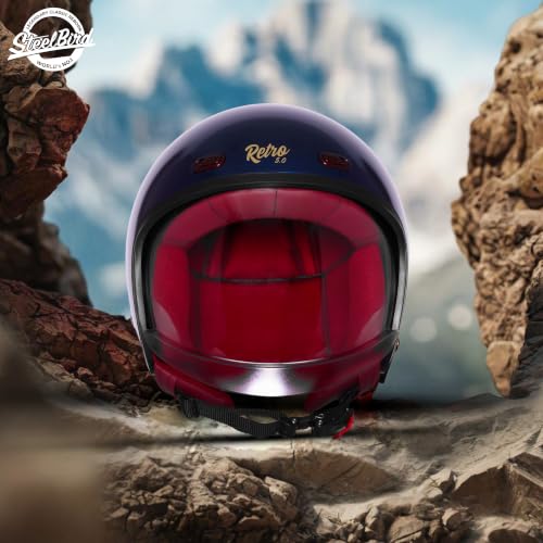 Image of Steelbird SBH-67 Retro 5.0 DOT and ISI Certified Open Face Helmet for Men and Women