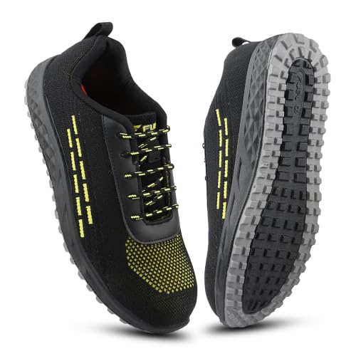 Image of FUEL Armour-1-DD Knitted Fabric Safety Shoes for Men Industrial PVC Double Density Sole, Steel Toe & Energy Absorption Shoe
