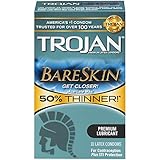 Trojan Sensitivity Bareskin Lubricated Latex Condoms, 10 Count