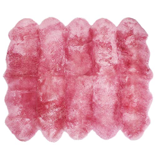 ムートンラグ 天然 オーストラリア産 長毛 10匹物 ラグ ピンク 220×180cm 洗える 日本製 NF010PK