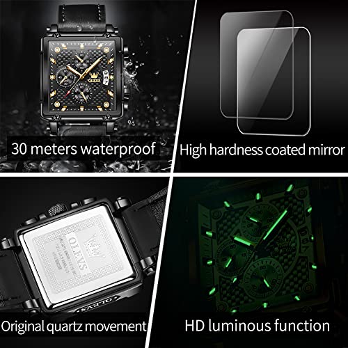 Image of OLEVS Square Watches for Men Chronograph Fashion Business Watch Luminous Waterproof Casual Wrist Watches