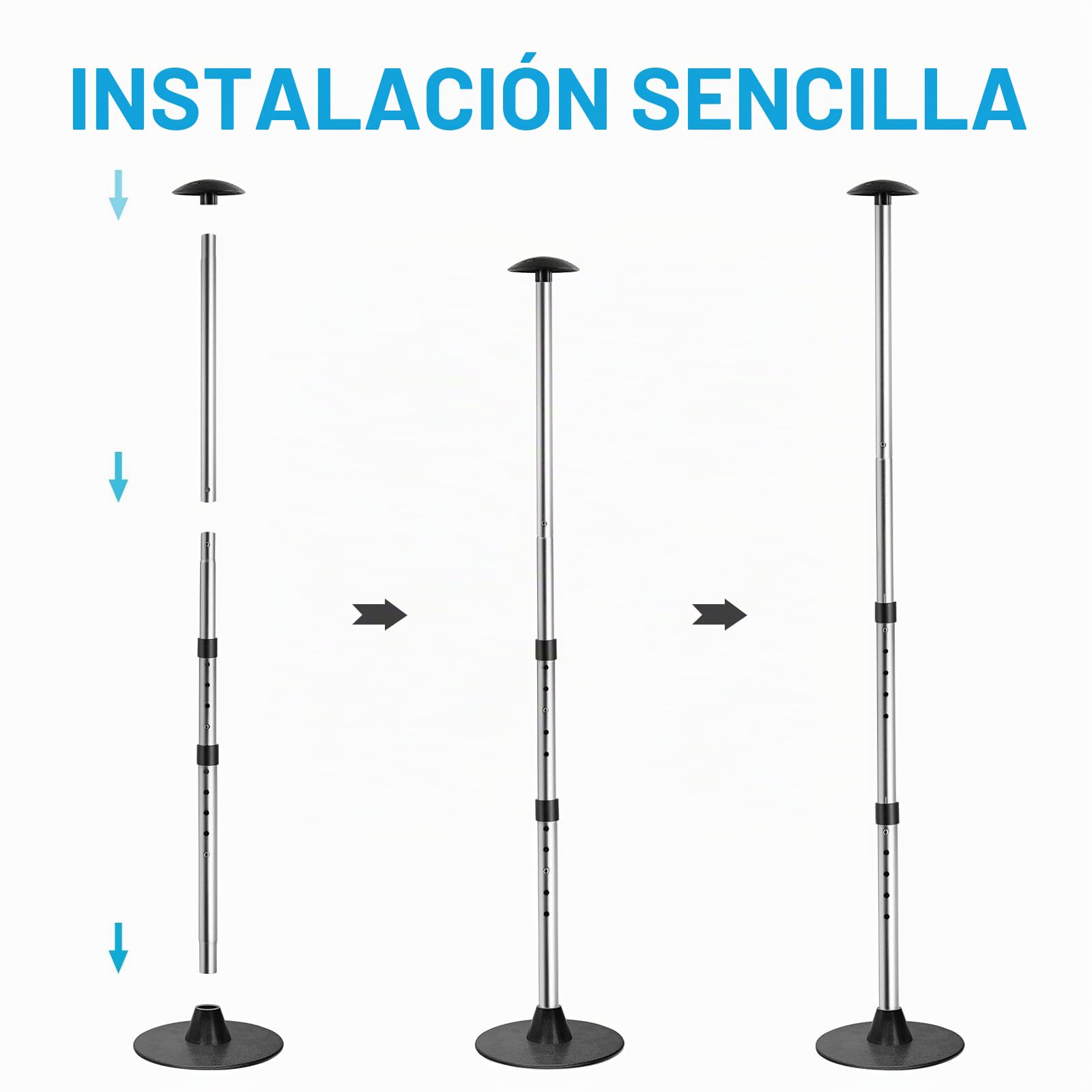 KOMCLUB - Barra de soporte para lona de barco, ajustable, portátil, aluminio + ABS, color azul