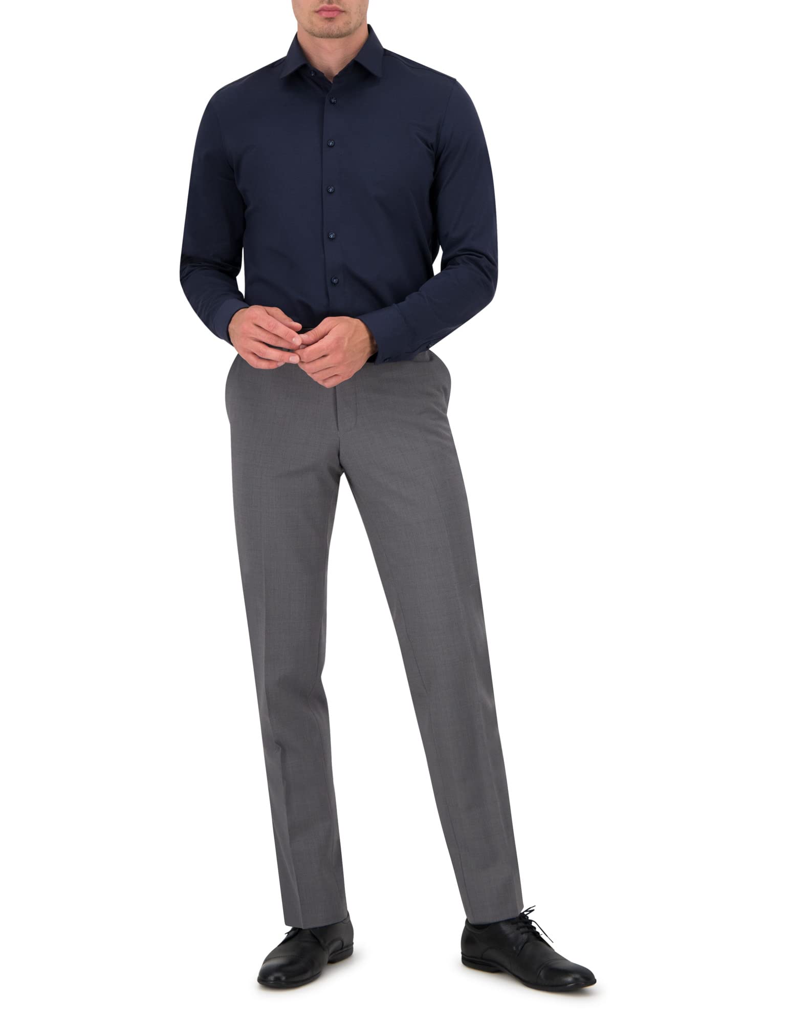 OLYMP Camisa de negocios para hombre Level Five 24/Seven, monocolor, Body Fit, New York Kent, azul marino 18., 42