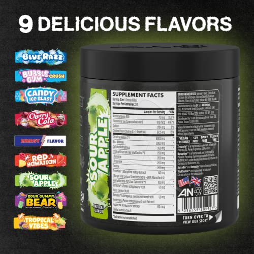 Abe Pre Workout Powder - All Black Everything Pre Workout Energy Drink With Citrulline Malate & Beta Alanine | For Pump, Energy, Performance (30 Servings) (Sour Apple) #TOP2