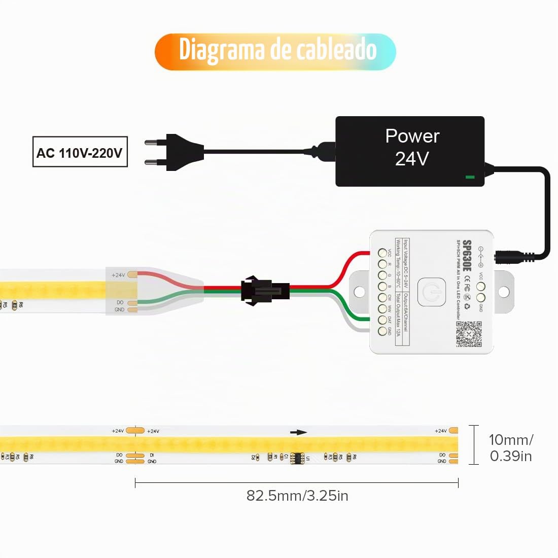 BTF-LIGHTING FCOB SPI CCT Tira de LED flexible de alta densidad WS2811 IC regulable Chasing 3000-6000K Tira de LED 5M 576LEDs/m 10W/M DC24V IP30 No impermeable (No contiene controlador y alimentación)