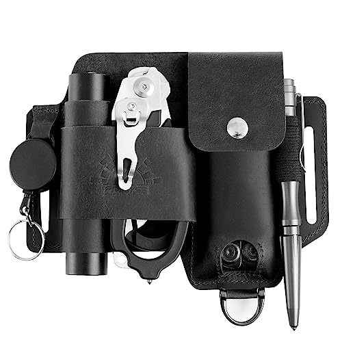Frieyss EDC Multitool Sheath for Belt, Premium EDC Pocket Organizer Pouch for Leatherman and Gerber Multitools(Black)