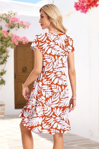 Image of AUSELILY Women's Summer Short Sleeve Knee-Length V Neck Dress with Pockets | V Neck,Cap Sleeve,Loose-Fit,Casual Dresses,2026 New