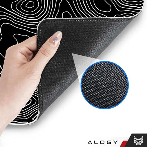 Alogy Podkładka na biurko pod myszkę mysz klawiaturę Mata ochronna antypoślizgowa gamingowa XL 80x40 cm Czarna Alogy Line Texture