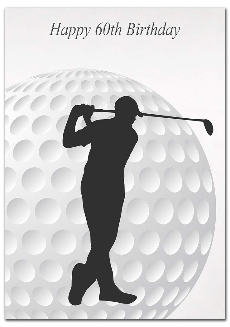 Extra Large 60th Birthday Card for Men - XL Big thick A4 size - Special Age Year - Cool Golf Sports Golfing Golfer Art - Traditional Greeting Him Male - Huge Happy Wishes - UK Eco-Friendly — image 1