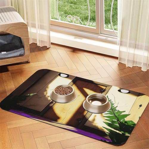 Welche Art von Holztür-Futtermatte für Hunde und Katzen, saugfähig, Leder, Tischdecke für Wassernapf, wasserdicht, keine Flecken, schnell trocknend, rutschfest, 45 x 30 cm