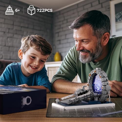 Stargate Mirror Building Blocks Set - Star Tunnel Model with Battle Vehicle, 722 Pcs, Compatible with Lego, Ideal Gift for Sci-Fi Movie Fans Ages 6+