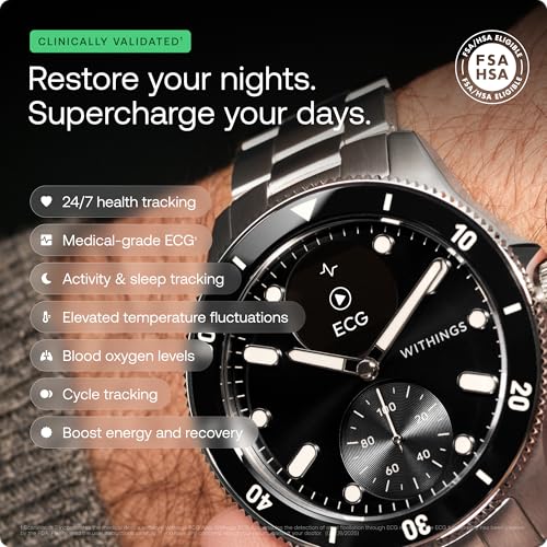 Image of Withings Scanwatch Nova - Heart Health Hybrid Smart Watch for Men & Women - SPO2, Temperature Monitoring, Sleep, Respiratory Health, Cycle Monitoring, 30-Day Battery Life, Apple iOS /Android