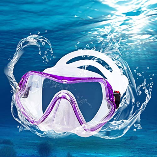 MOUNTDOG Snorkel Mask, Scuba Diving Goggles with 180 Degree View and Tempered Glass for Adults and Youth, Anti-Fog and Anti-Leak Snorkel Scuba Diving Mask