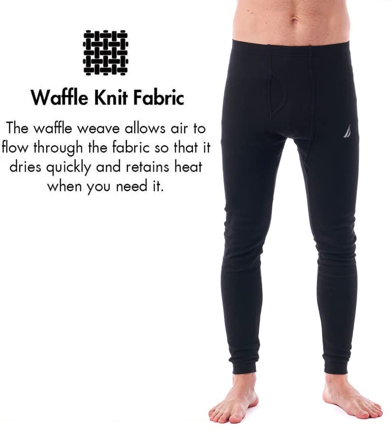 Nautica Men's Elastic Waist 1-Piece Base Layer Waffle Thermal Underwear Pant4