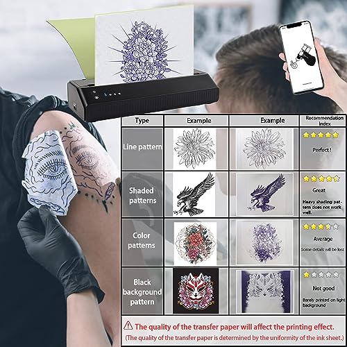 image for Calicon Portable Tattoo Stencil Printer, with 10pcs Transfer Paper, Wi