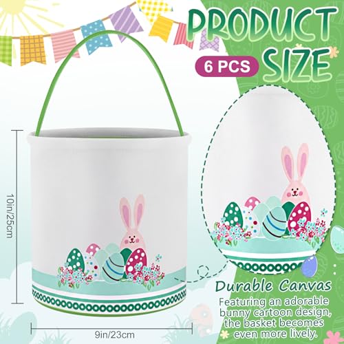 Image of Honeydak 6 Pcs Bunny Basket for Kids Canvas Easter Egg Hunt Tote, Color 7