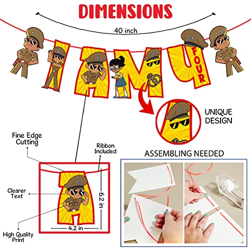 Zyozique-Little-Singham-Party-SuppliesLitlle-Singham-4th-Birthday-for-Boys-with-I-AM-FOUR-Banner-Cake-Topper-Cupcake-Toppers-Balloons-Birthday-Decoration-Kit-Pack-of-37
