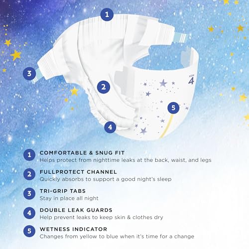 Image of Amazon Brand - Mama Bear Overnight Baby Diapers with Leak Protection, Fragrance-Free, Size 4, 74 Count, Nighttime Protection, Leakproof with Leak Guards