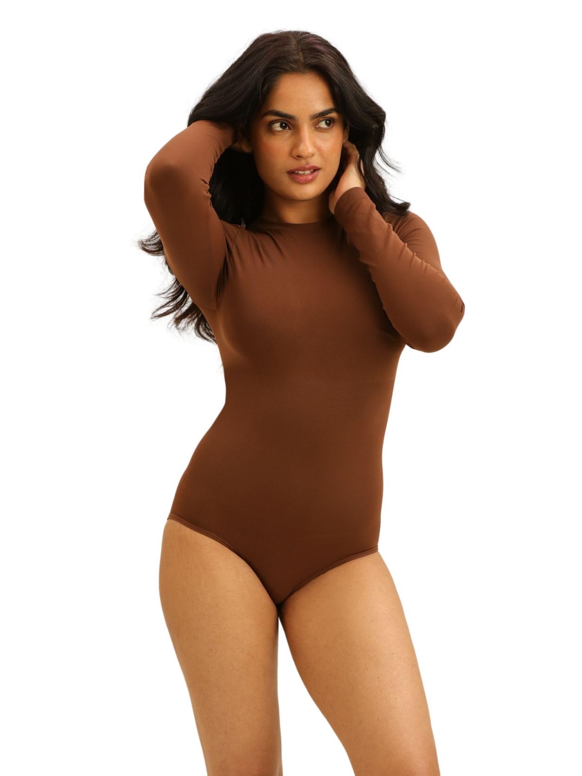 underneat Long Sleeve Bodysuit Shapewear | Soft Light Compression All-Day Wear Ultra-Soft Material For Enhanced Comfort | High Stretch Bodyshaper | Round Neck Bodysuit |-picture-18