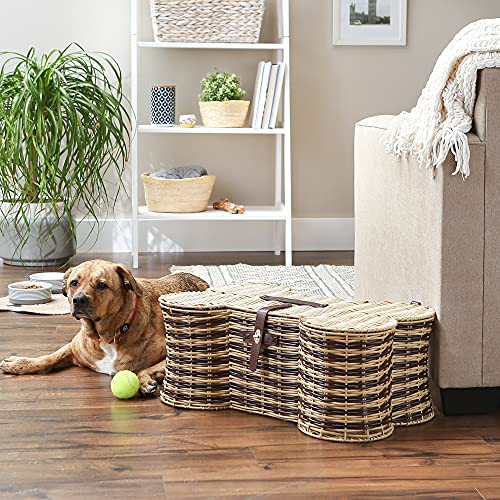 Image of Bone Dry Pet Storage Collection Toy Basket, Large, 24x15x9 inch, Stripe Plastic Wicker