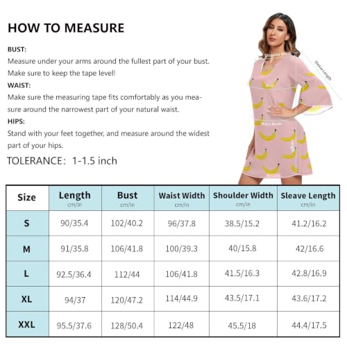 Robe décontractée rose à motif banane et coupe décolleté V Line - 5