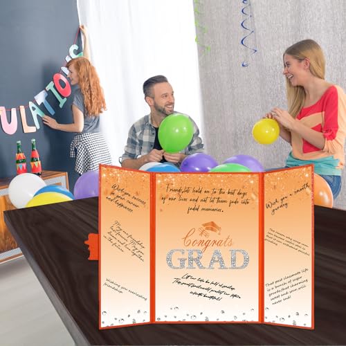 Image of Crenics Orange Graduation Decorations Class of 2026, Creative Graduation Guest Sign in Book Alternative, Congrats Grad Signature Book 18 inch x 12 inch, Awesome Graduation Gift or Keepsake