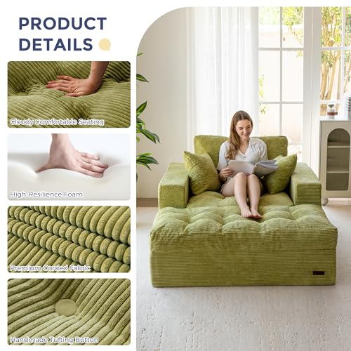 Image of MAXYOYO Sectional Sofa Couch and Chaise Lounge, L Shaped Modern Cloud Couch with Ottoman, Comfy Sofa with Layered Cushion, Tufted Upholstered Sleeper Chair for Living Room, No Assembly Required
