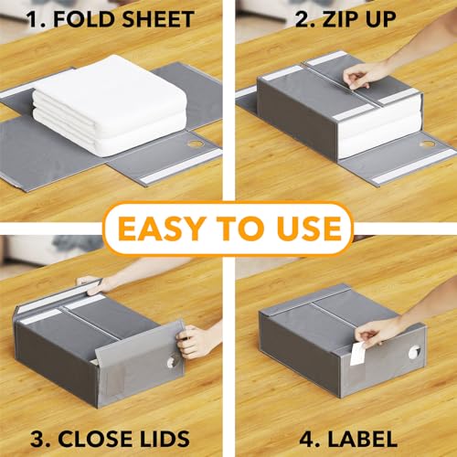 Image of SpaceAid 10 Pack Bed Sheet Organizers and Storage, Foldable Sheet Organizer for Linen Closet, Sheets Set Folder Keeper with Window XL (Queen & King Size) Organizing Bedding Container, Gray