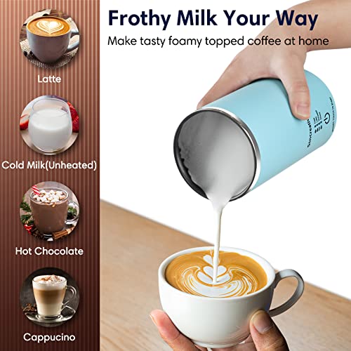 Coffee Maker With Milk Frother, 2 In 1 Single Serve Coffee Machine Brewer For K-Cup Pod And Ground Coffee, Cappuccino Latte Coffee Maker Portable Coffee Machine With 30 Oz Detachable Reservoir, Blue #TOP3