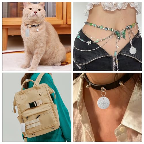 AIZHAZHA 40 Stück Edelstahl Anhänger Blanko, Runde/Rechteckige Leere Anhänger Schlüsselanhänger Rohlinge Metall, Stanzen Rohlinge Hundemarken Beschriftbar, Blank Stamping Dog Tag, Pendants Halsketten