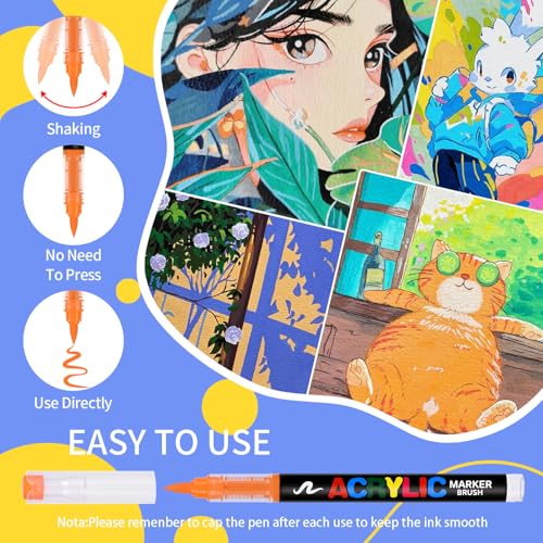 Image of 360 Colors Acrylic Paint Markers, Soft Brush Tip Pens, Water-Based No-Bleed Premium Acrylic Paint Pens for DIY Art & Crafts - Fabric, Wood, Metal, Rock, Glass (Suitcase Style)