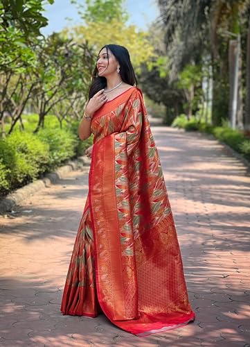 EVASHTRA red kanjivaram silk saree – image 3