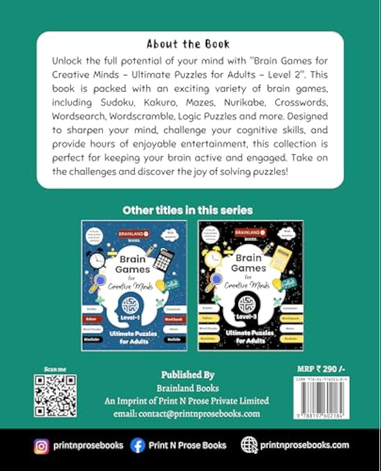 Brain Games for Creative Minds - Ultimate Puzzles Adults Level 2 Book