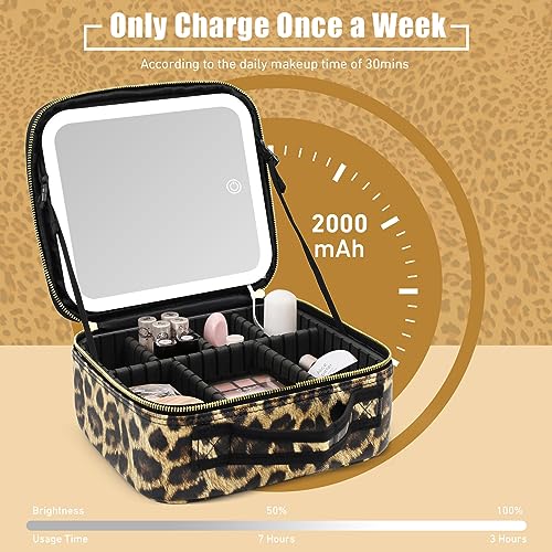 Jadazror Makeup Bag with Light Up Mirror