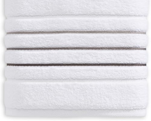 Vista 31 de Juego de toallas de baño, toalla blanca para baño, calidad de hotel y spa de lujo, 100% algodón. Incluye 2 toallas de baño grandes, 2 toallas