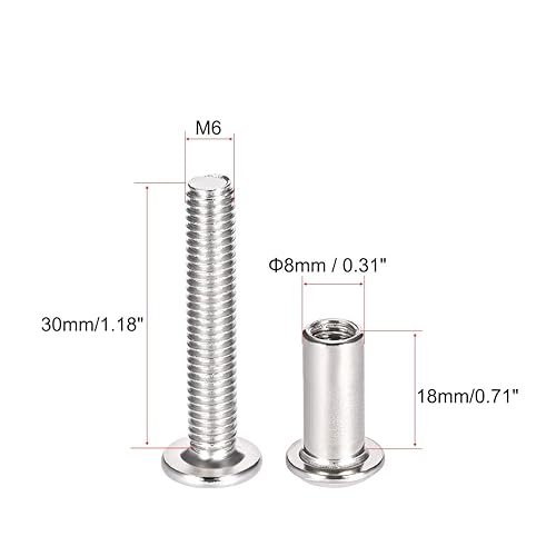 Miniatura 2 de uxcell Poste de tornillo para orificio de 516 pulgadas (0.315 in) de diámetro, hebilla de cinturón macho M6x30mm, pernos de encuadernación de cuero