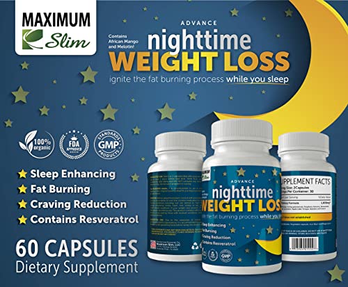 Maximum Slim Advanced Nighttime (Fat Burning) Weight Loss with African Mango, Green Tea, Resveratrol, and Maqui Berry,Will Help You Lose Weight While Sleeping and Maintain Sleep, 60 Count - Image 5