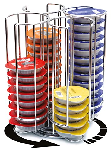 Cobb Industries® - Valéria CH0012 - Porte Capsules Distributeur Présentoir Rotatif pour 52 capsules Tassimo Acier chromé