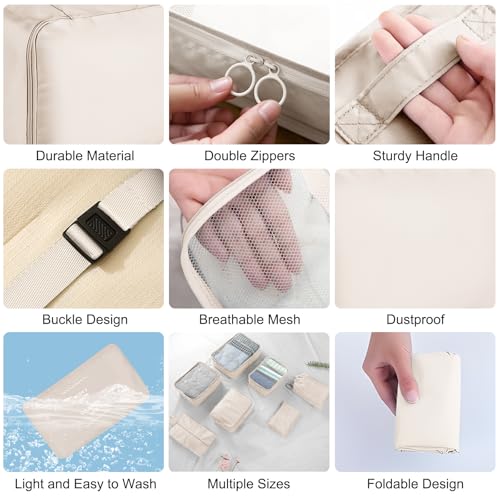 TXBOBECO 10 Stück Koffer Organizer Set,Packing Cubes,Beige – Ansicht 6