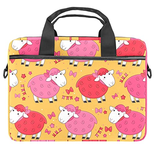 Sacoche PC portable 13-14 pouces rose motif mouton pour étudiantes et actives