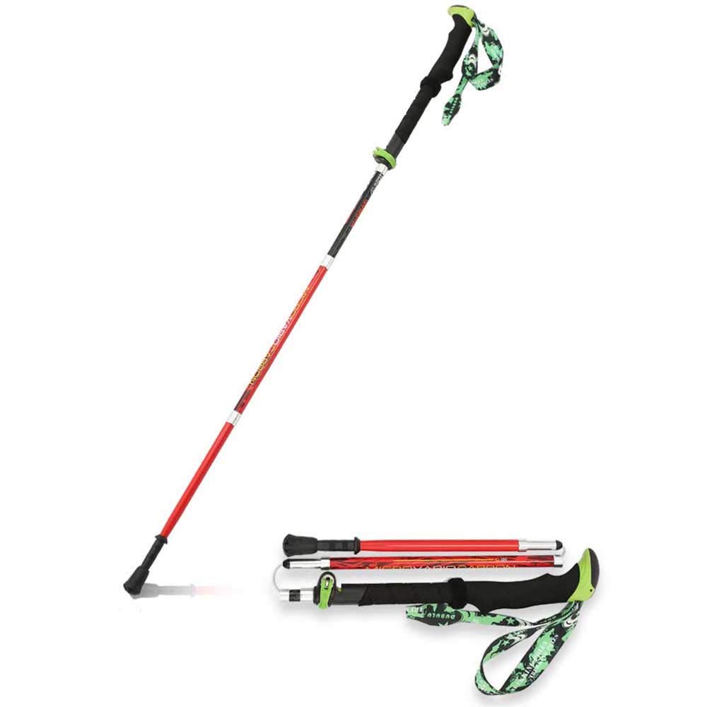 Bastones De Senderismo Trekking Material De Fibra De Carbono Ultraligero, Acero De Caucho con Cable Incorporado, Correa De Muñeca Ajustable, Manija De EVA