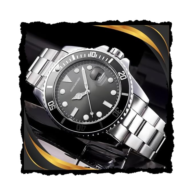 Image of AMERICANVIBER DRM009 Adjustable Free Size Lock Date Function Working Smooth Quality Analog Watch For Men Silver Stainless Steel Metal Bracelet Oyster Design