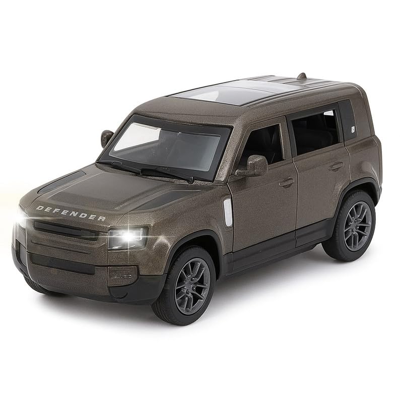Image of 1:36 Scale Range Rover Defender Die-Cast Car Toy - Pull-Back Alloy Model Vehicle with Light and Sound Openable Doors for Kids, Boys & Collectors (Random Color)