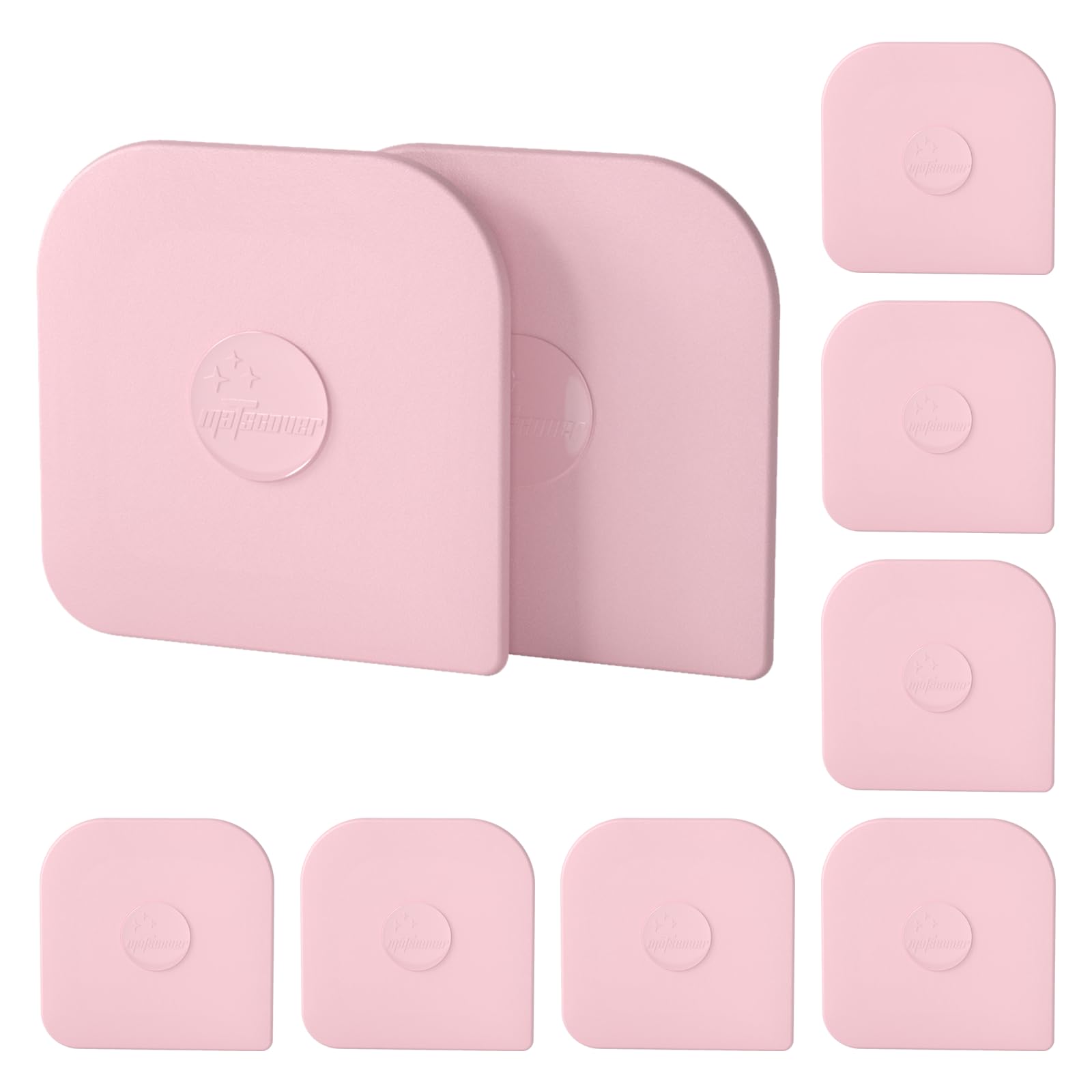 Pan Scraper, 10 Pcs Pot Scraper Plastic, Pot Scraper Non Scratch for Cast Iron, Pot and Pan Cleaning, Sturdy Scraper Kitchen Tool，Pink