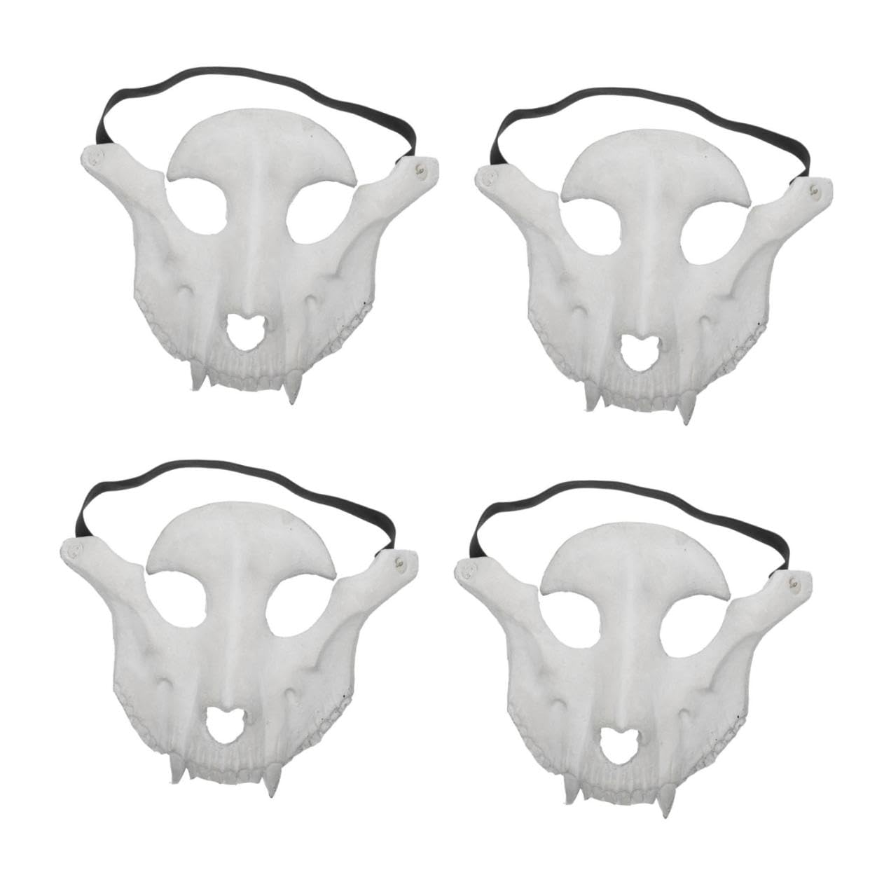 Healeved 4 Piezas Máscara Halloween PU Espuma Cráneo Oveja Beige Ligera para Fiesta Disfraz Hombre Mujer