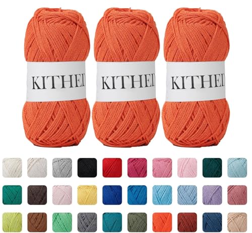 Image of Cotton Yarn,10.5oz,526yard,3 Pack ,Soft Yarn for Crocheting and Knitting (39 Orange)