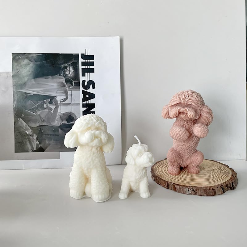 XMOX Silikonformen für Hunde, Teddy-Hund, Kerze, Tierharz-Formen für Seife, Sojawachs, Epoxidharz, DIY, Handwerk, Welpen, Heimdekoration, Hochzeitsfeier, Heimdekoration