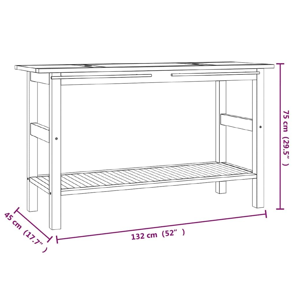 Makastle Waschtisch mit Schwarzen Marmorbecken Massivholz Teak