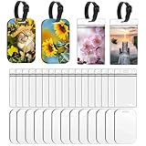 Youdaju 45 Pcs Sublimation Blank Luggage Tags, Sublimation Luggage Tag Blanks Rectangle Bulk with Belt Sublimation Bag Tags Bulk with Strap MDF Suitcase Label Tag with Slot for Travel Bag 2.4x3.8 inch